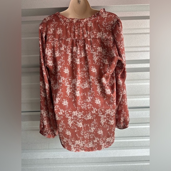 Women's LUSH Floral Print Cream Orange Blouse Size Small - Picture 8 of 10